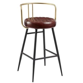 Aulenti Cocktail Bar Stool - Claret Red Leather