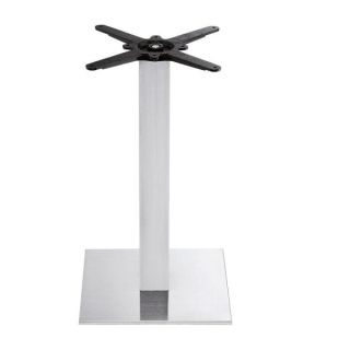 Apollo V2 Small Square Brushed Stainless Steel Pedestal Base - Bar or Dining