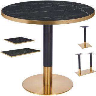 High-End Luxor Black Marble & Gold Tables for Restaurant