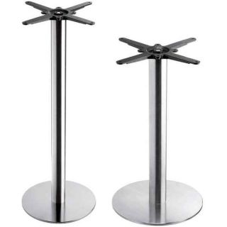 Apollo V2 Small Round Brushed Stainless Steel Pedestal Base - Bar or Dining