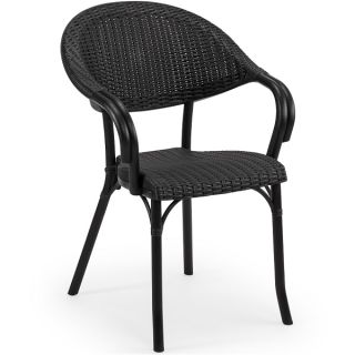 Weave French Bistro Outdoor Arm Chairs - Black