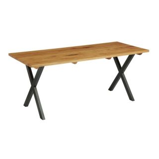 Highcross 'X' Dining Table - Black - Character Oak