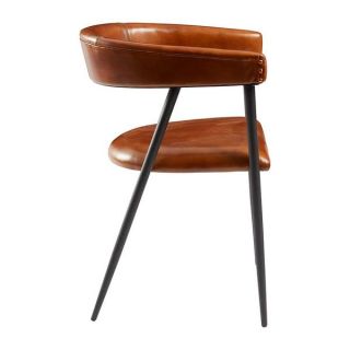 Mario Armchair- Genuine Tawny Leather. Side