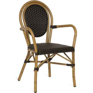 Monaco French Bistro Outdoor Weave Arm Chairs - Black