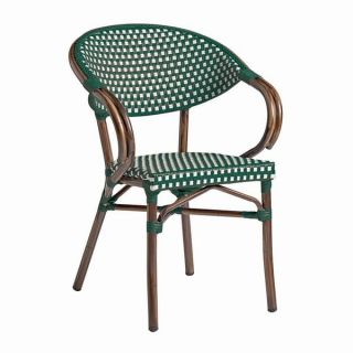 Panda French Bistro Outdoor Arm Chairs - Black and Gold Weave