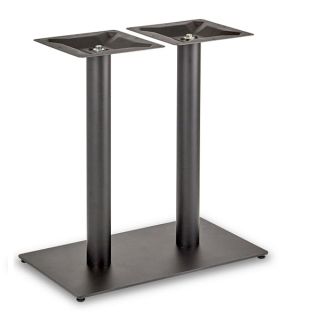 Flat Profile Twin Pedestal Dining Table Legs in Black Steel - Robust & Elegant